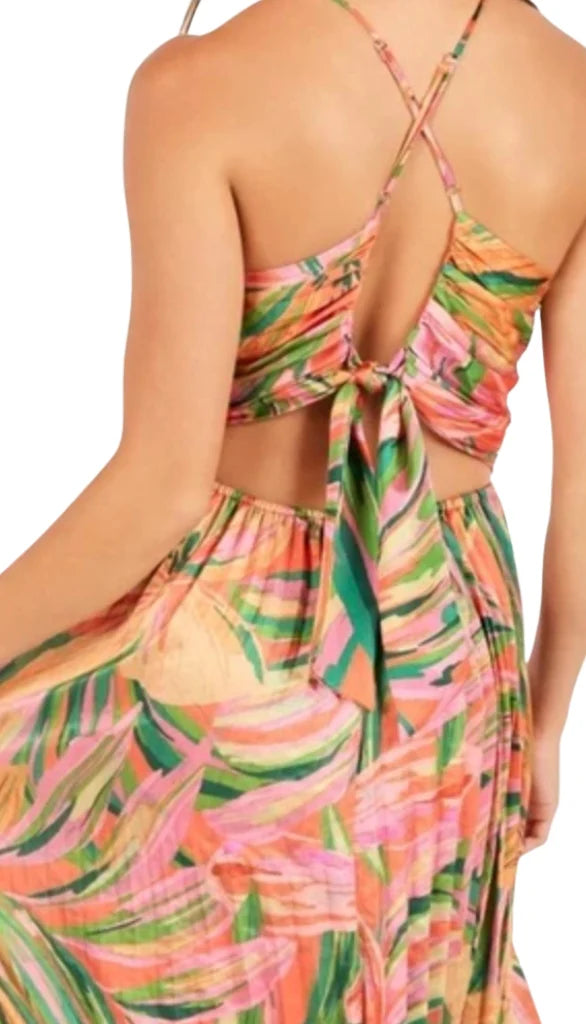 SADIE AJ1387 PLEATED STRAPPY MIDI DRESS