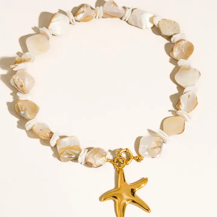 MAIQ 18KG DIP STARFISH SEASHELL NECKLACE