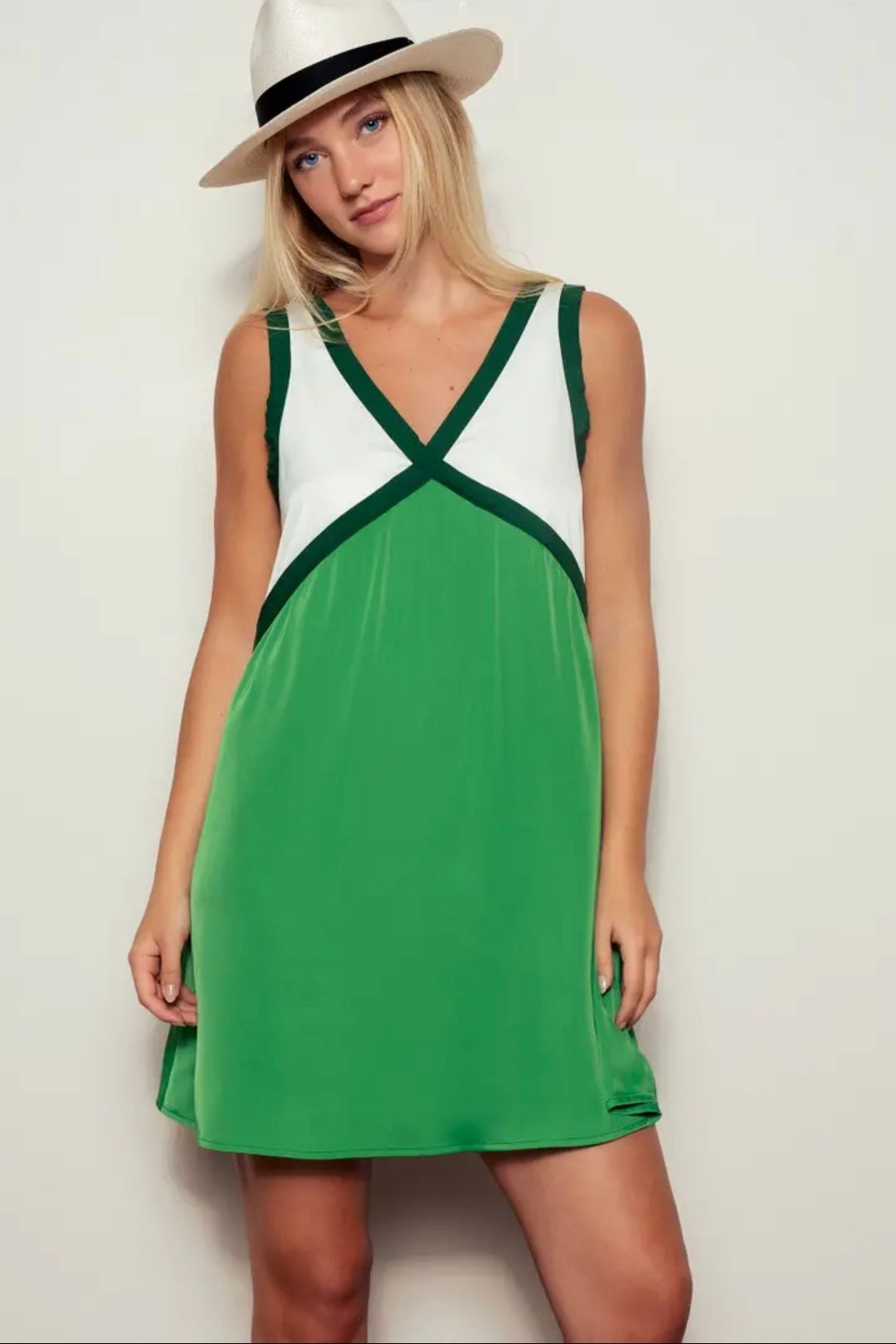 Green Colorblock Midi Dress