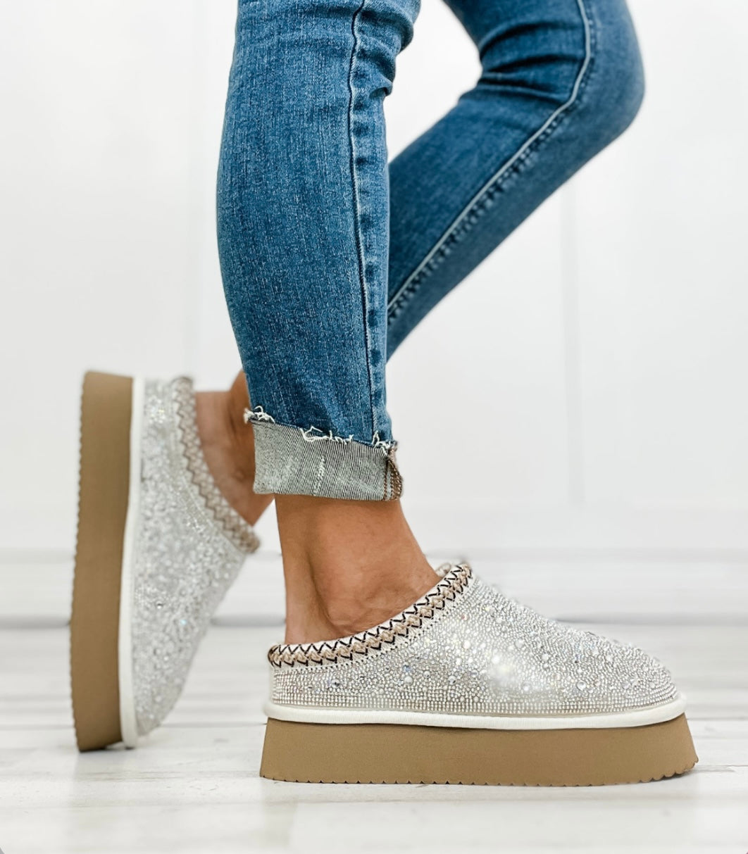 Rhinestone Platform Slippers