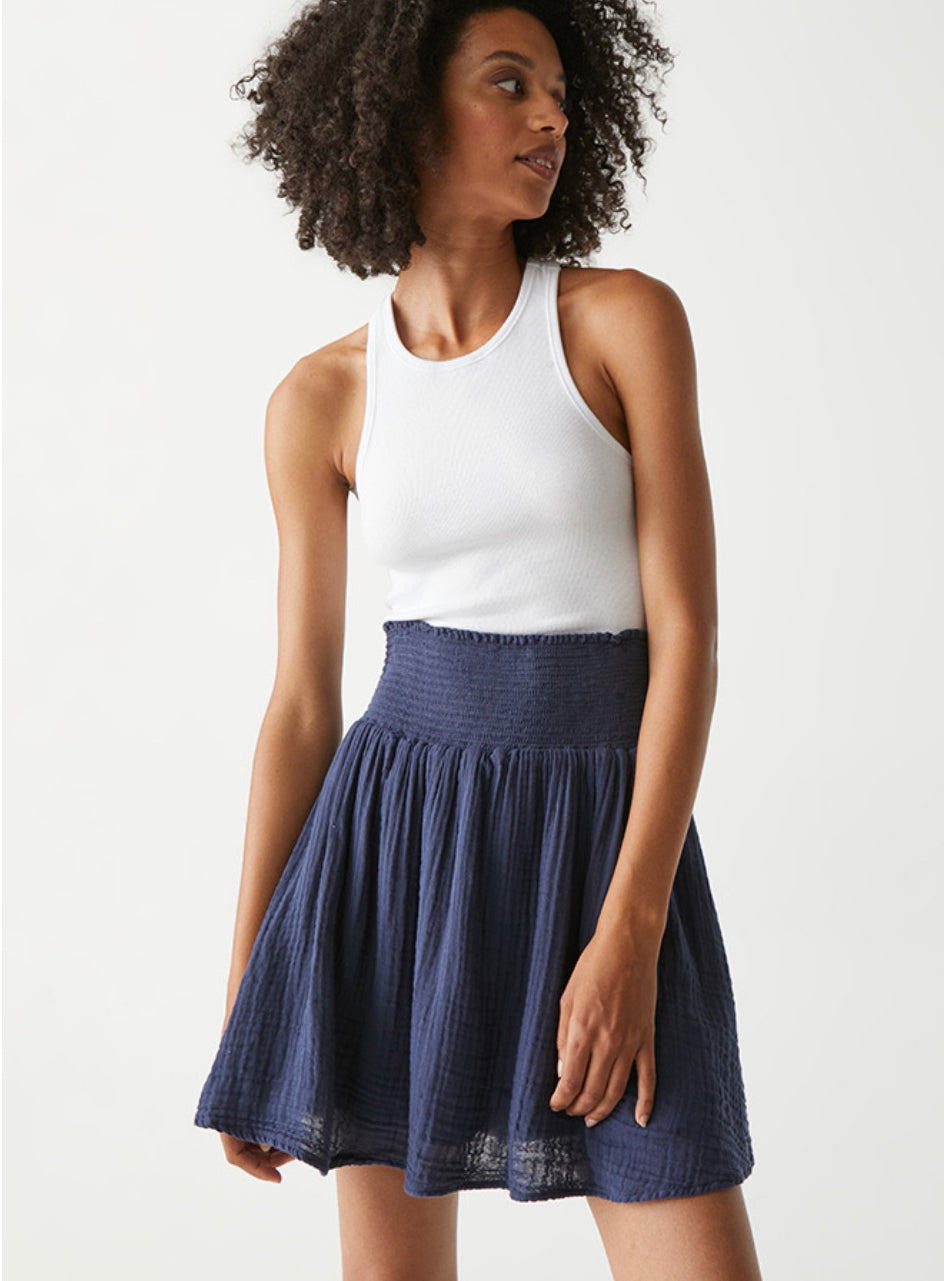 Michael Star Smocked Mini Skirt