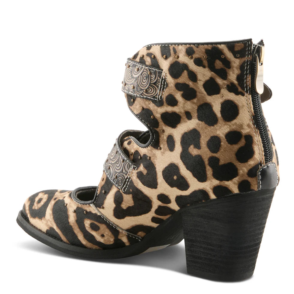 LAR NOTCHED LEOP CHUNKY HEEL
