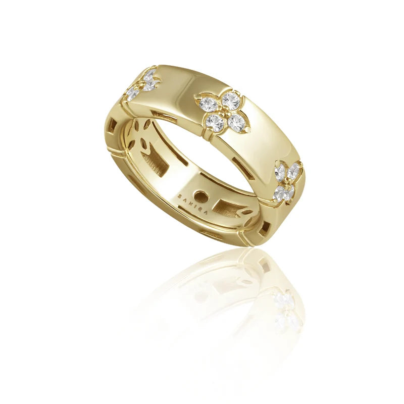 SAHI FALLON CLOVER BAND RING