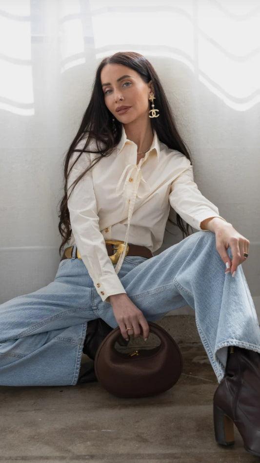 CARE POPLIN LS SHIRT W/TIE