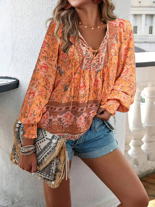 HIDDEN LS PRNTD BOHO TOP