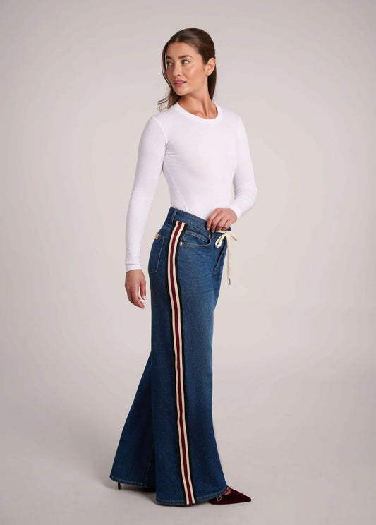 YOGA LILY STRIPE SIDE WIDE LEG JEAN