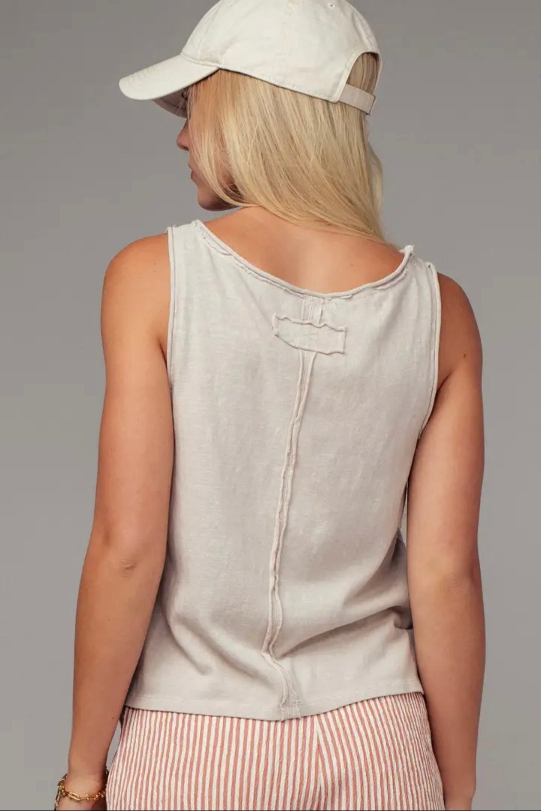 Cream Raw-Edge Tank