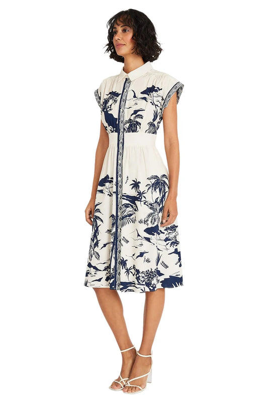 MAGGY G5635FLTR SLV MIDI DRESS