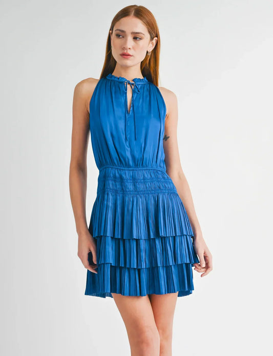 Royal Blue Pleated Dress