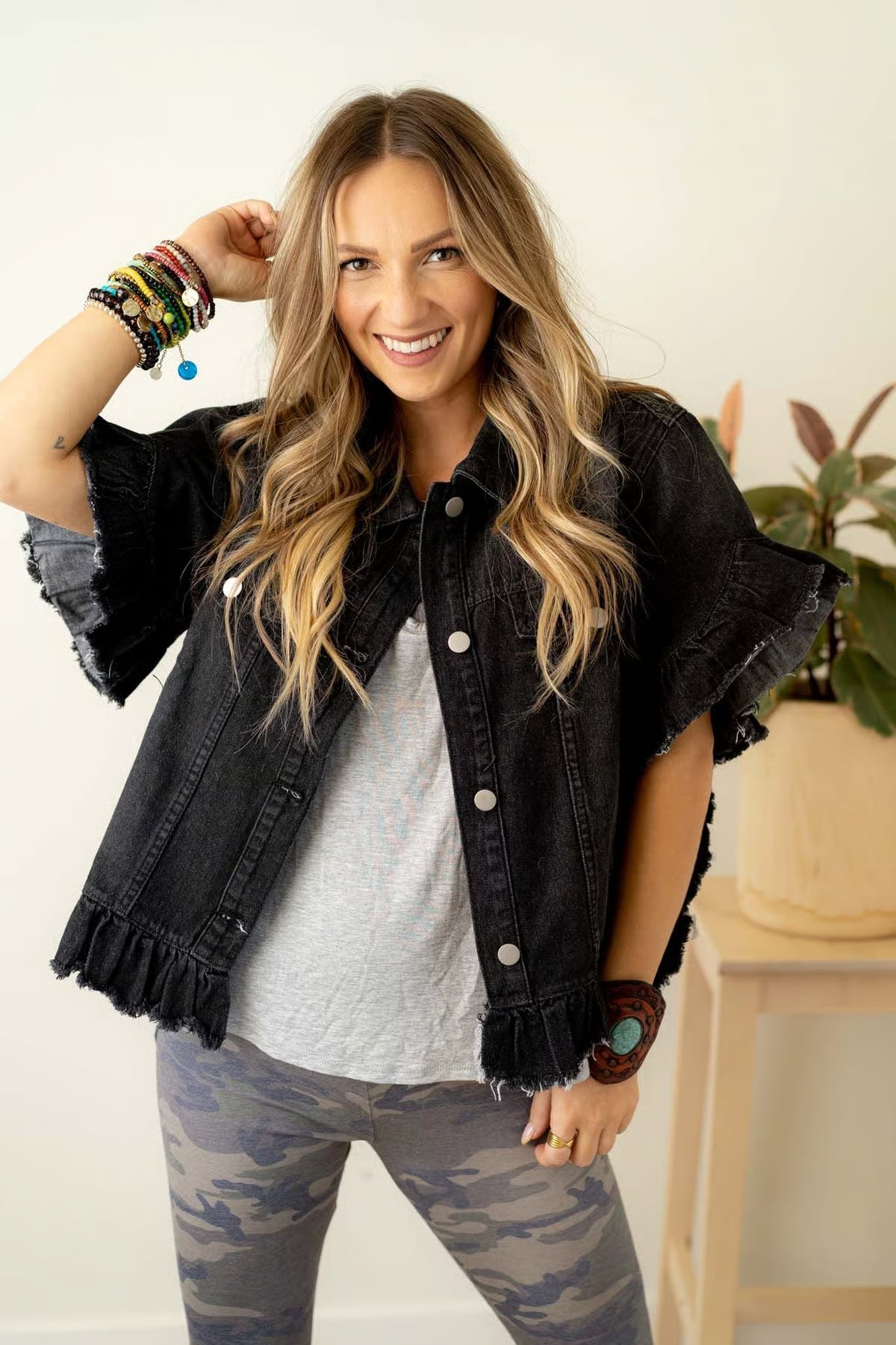 BIRD DENM RUFL HEM JKT
