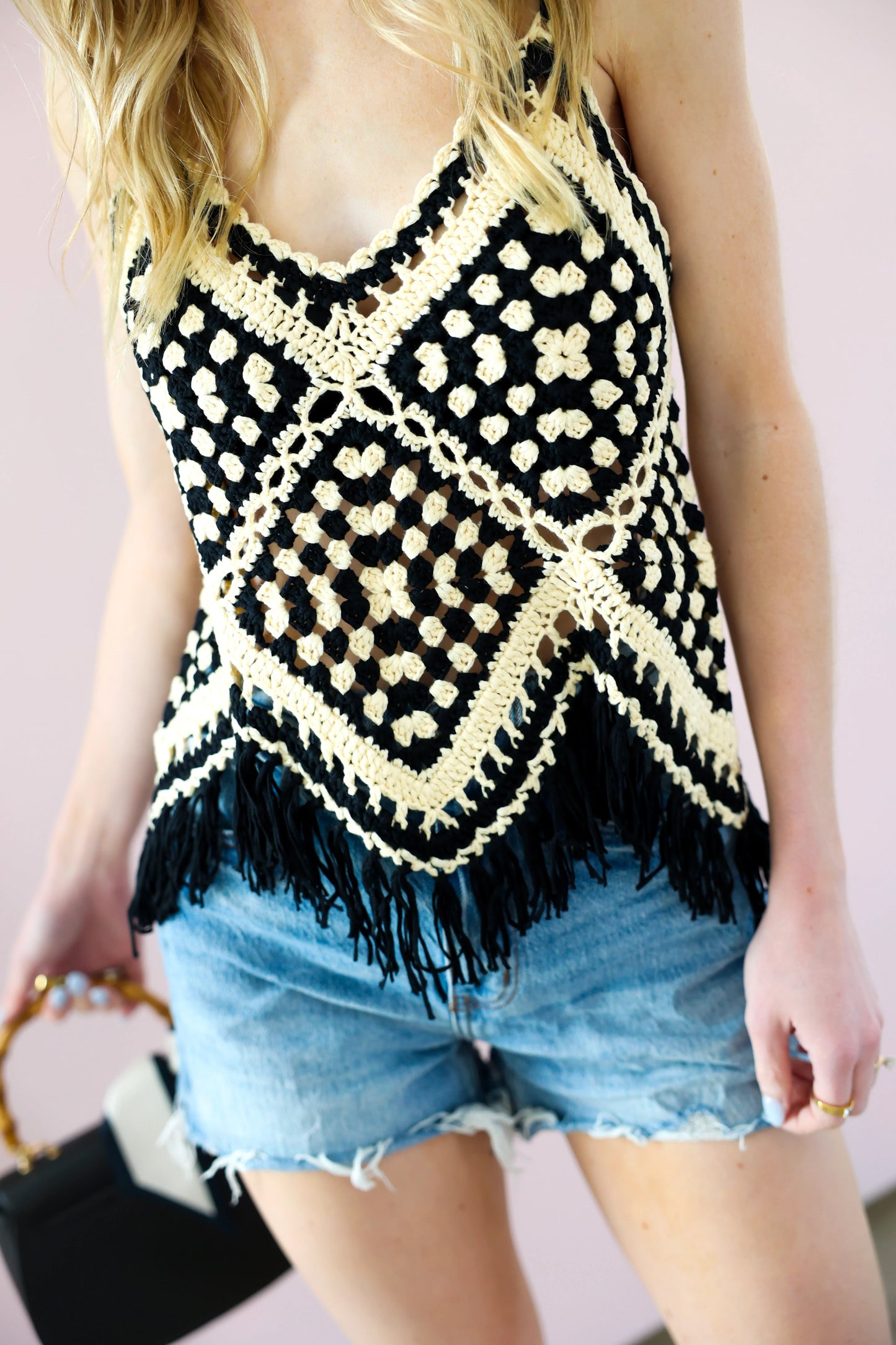 ELAN CA11147 FRINGE KNIT CAMI