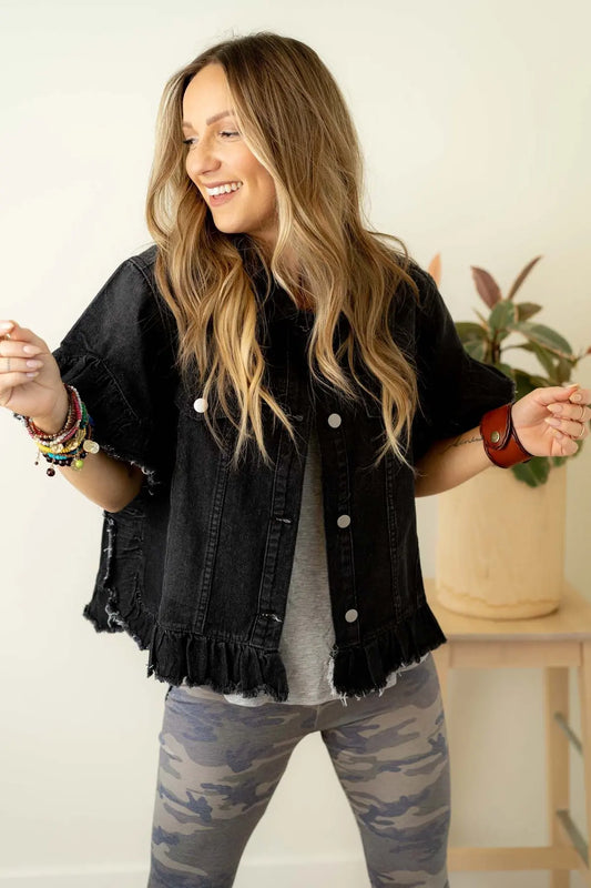BIRD DENM RUFL HEM JKT