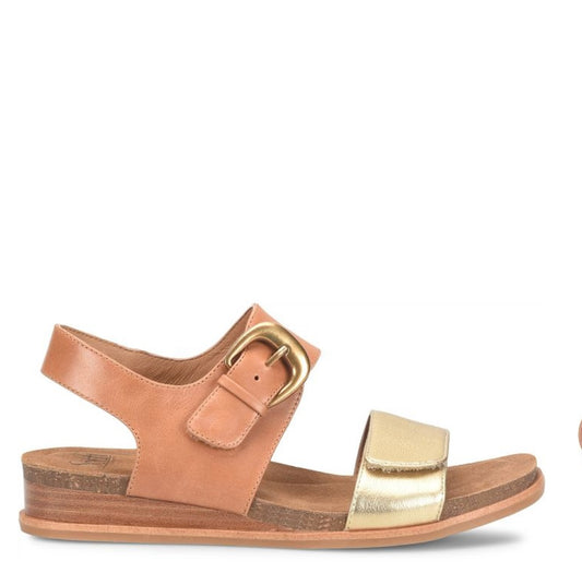 Gold/Tan Faux Buckle sandal