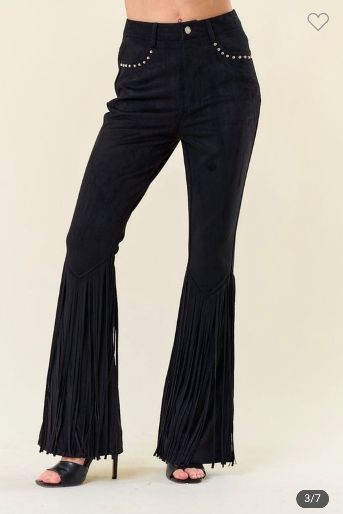 Fringe Studded Flare Pants