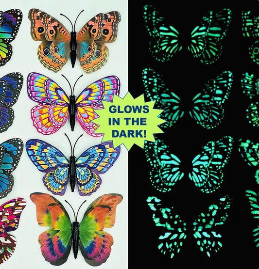 Assorted Glow in the Dark Butterfly Clips