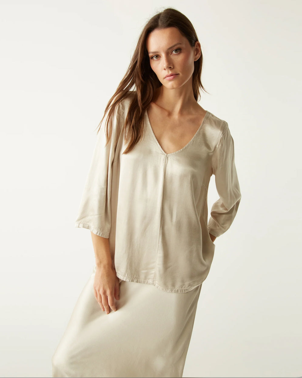 Michael Star V-Neck Satin Top