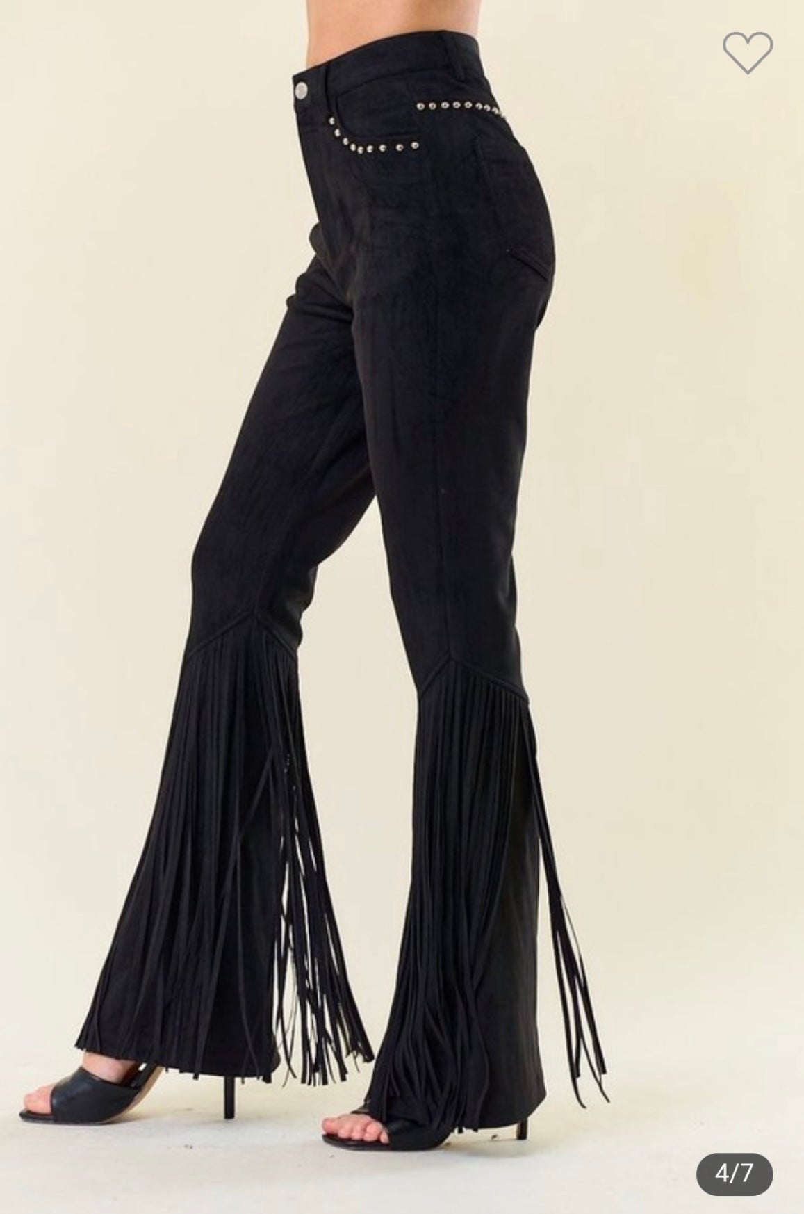 Fringe Studded Flare Pants