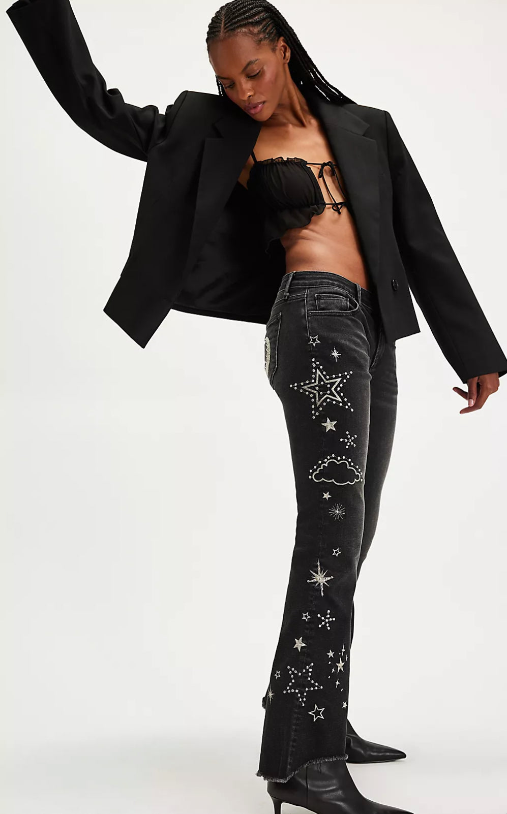 Embroidered Flare Jeans