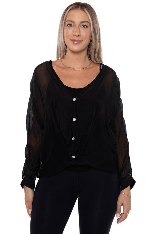 Silk Mesh Blouse