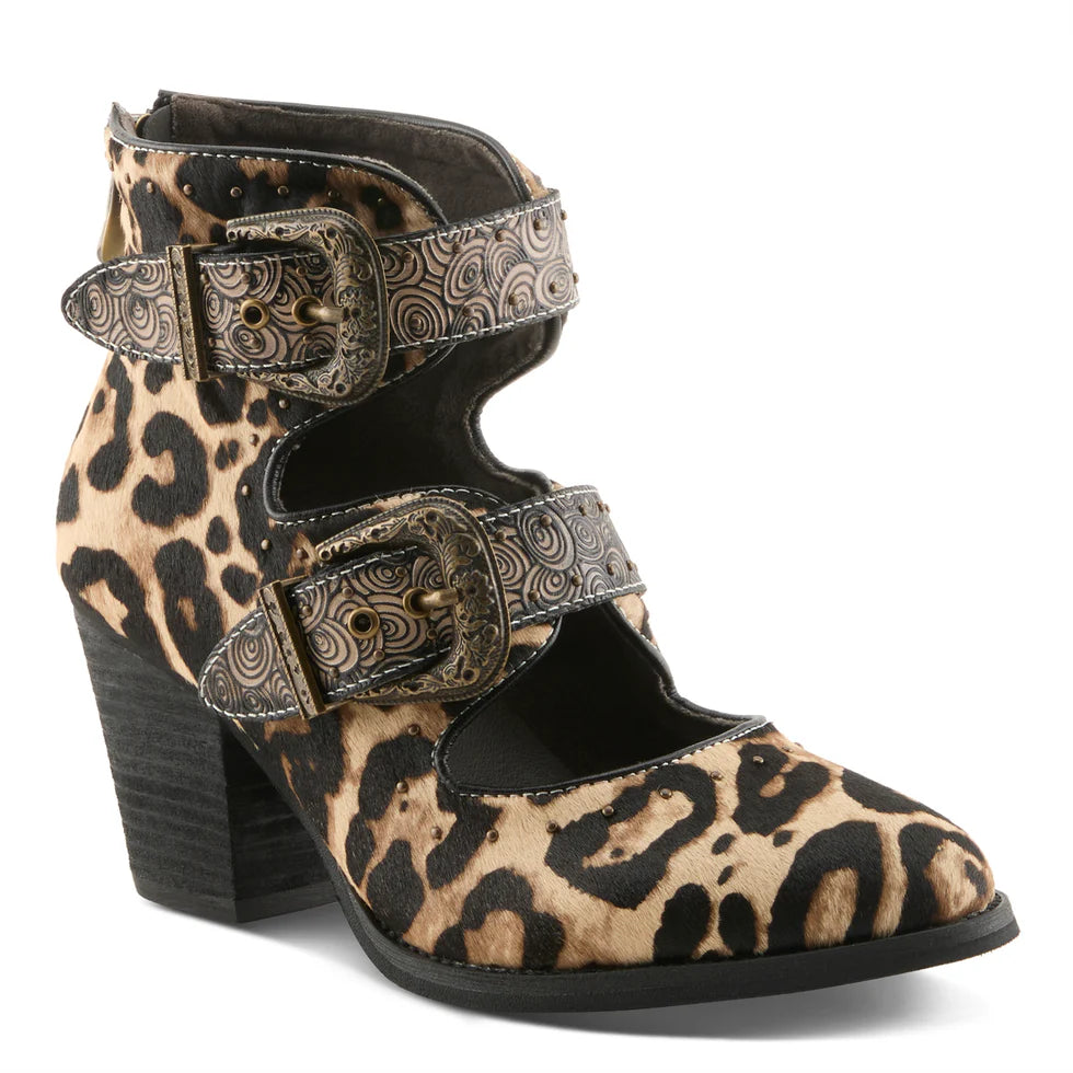 LAR NOTCHED LEOP CHUNKY HEEL