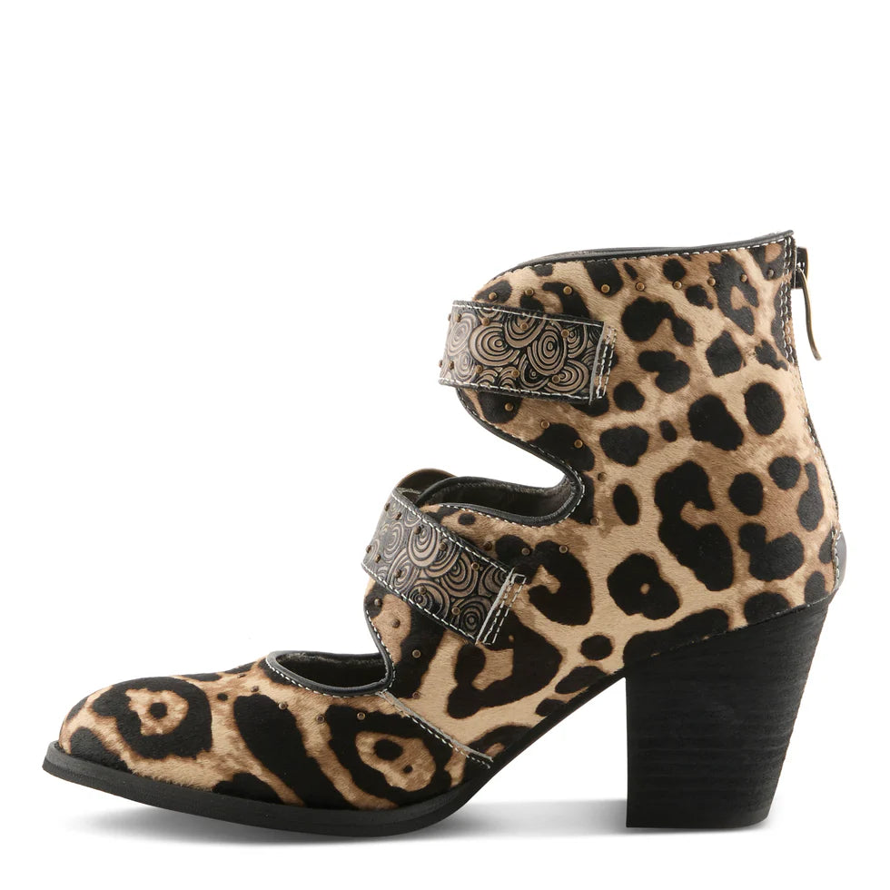 LAR NOTCHED LEOP CHUNKY HEEL
