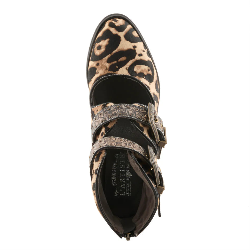 LAR NOTCHED LEOP CHUNKY HEEL