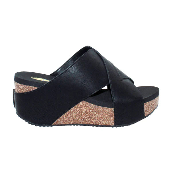 VEGAN LTHR XOVER SLIDE WEDGE