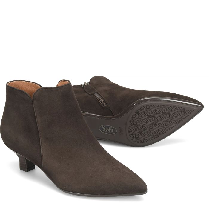 SOFT SAWYER SUEDE BOOTIE HEEL