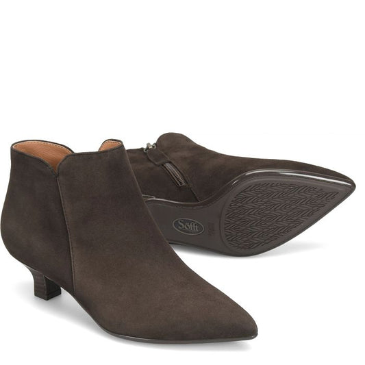 SOFT SAWYER SUEDE BOOTIE HEEL