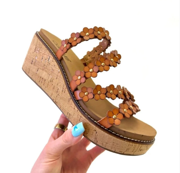 CORKYS LETS BE FRIENDS STRAPPY FLWR WEDGE