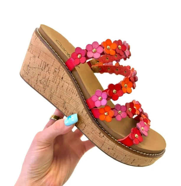 CORKYS LETS BE FRIENDS STRAPPY FLWR WEDGE
