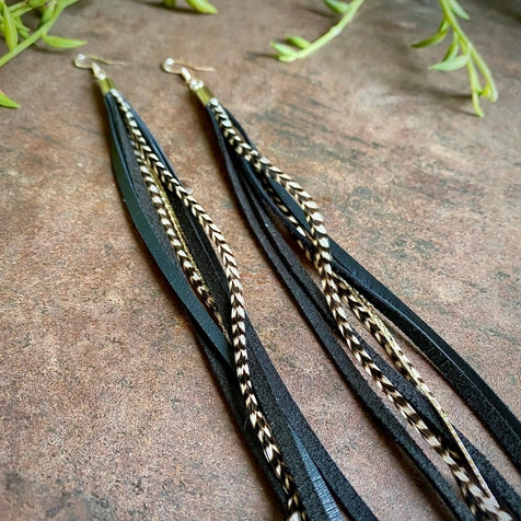 ASTALI E1103G LTHR LONG EARRING
