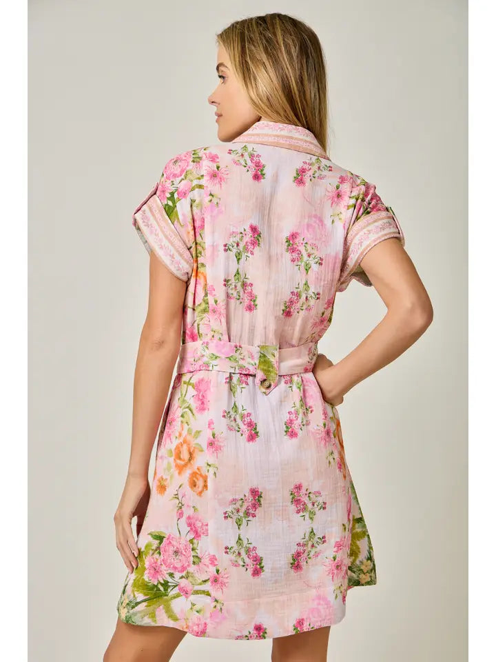 MTREE 61561 FLR GAUZE SS DRESS