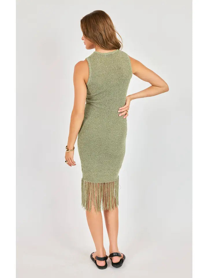SADIE AJ1303 KNIT FRINGE DRESS