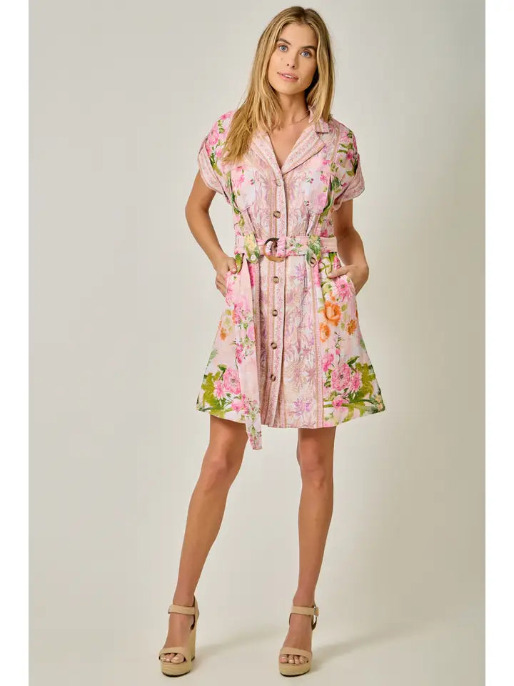 MTREE 61561 FLR GAUZE SS DRESS