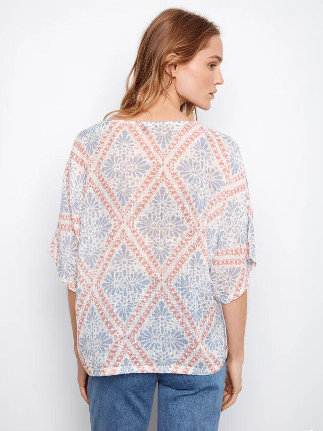 CHAR C4296 PRNTD GAUZE TOP