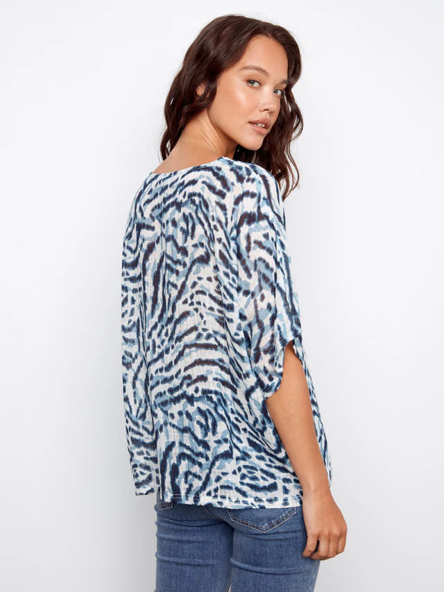 CHAR C4296 PRNTD GAUZE TOP