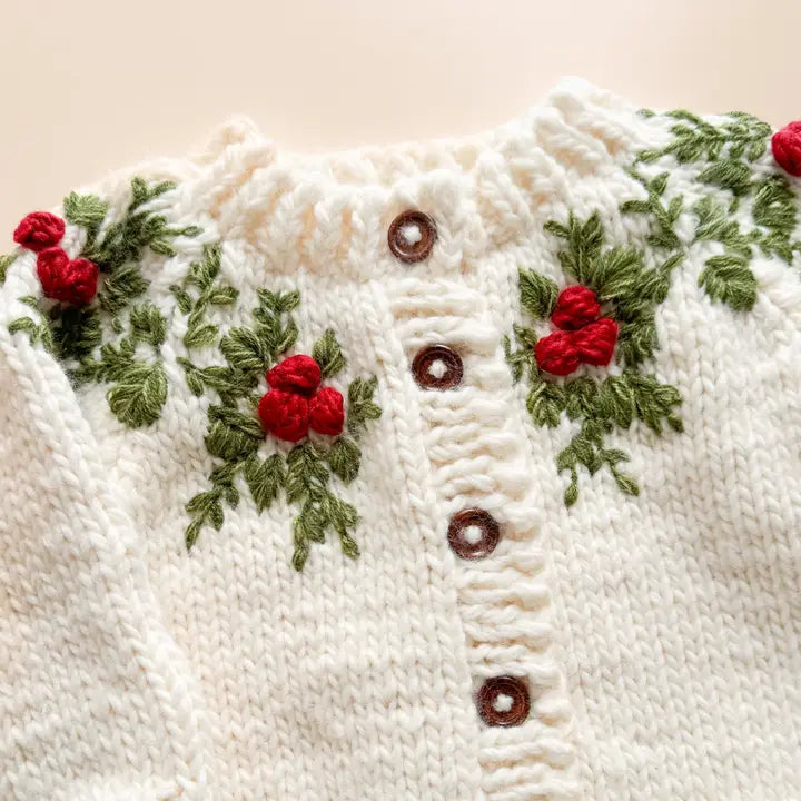 BLUE HOLLY XMAS CARDIGAN