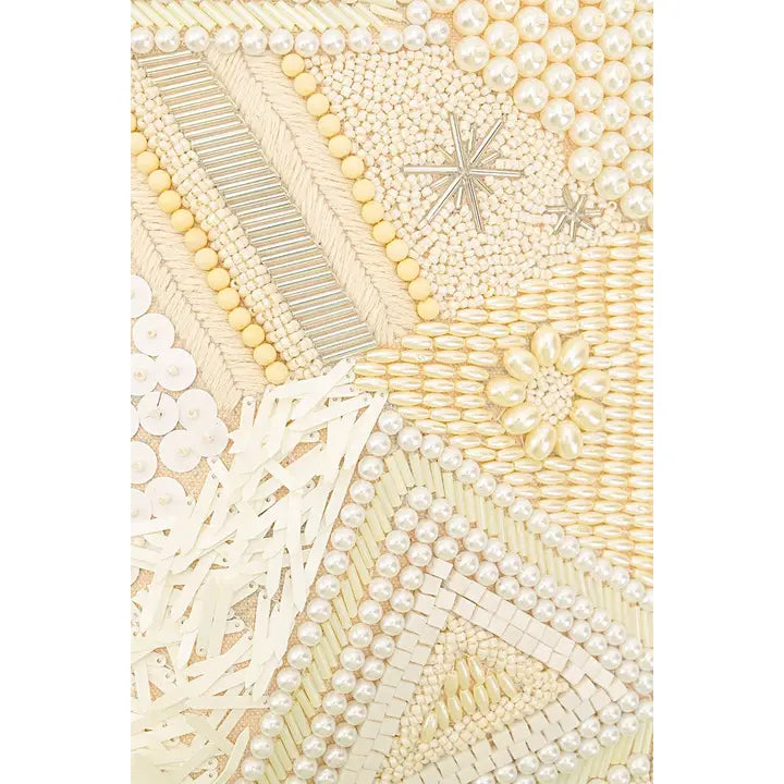 A&B BEAD WHT PURSE