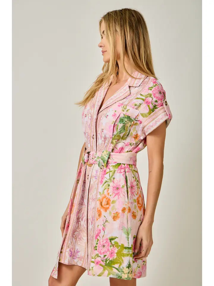 MTREE 61561 FLR GAUZE SS DRESS
