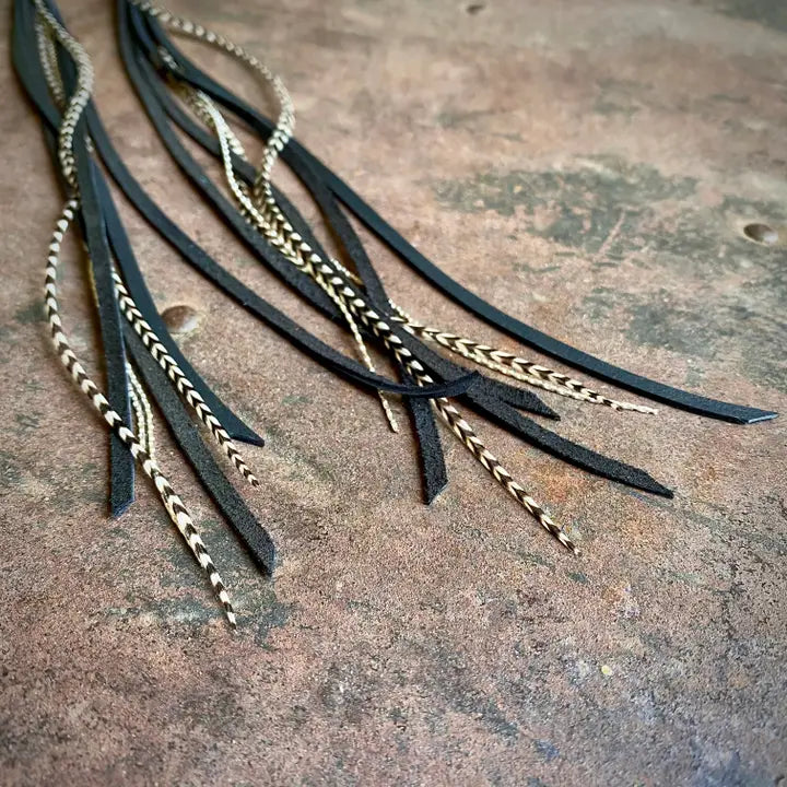 ASTALI E1103G LTHR LONG EARRING