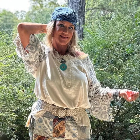 JG CROCH SLEEVE 3/4 TOP