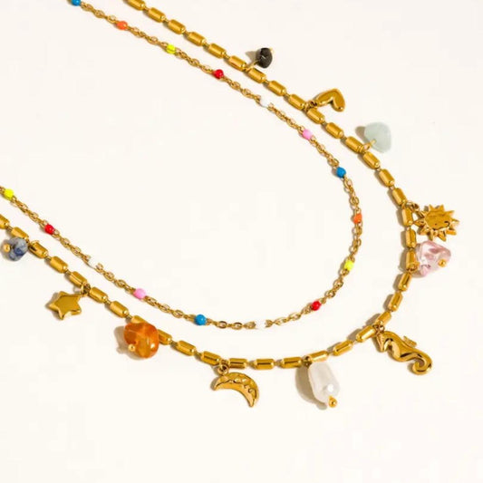 MAIQ 18KG DIP SEASHORSE CHARM NECKLACE