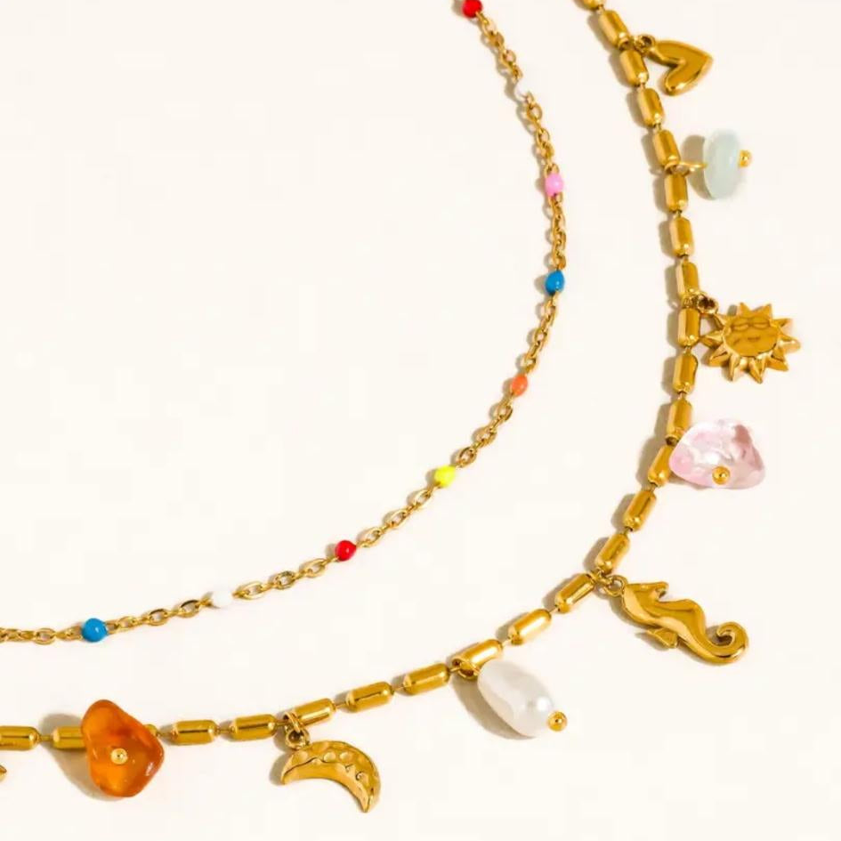 MAIQ 18KG DIP SEASHORSE CHARM NECKLACE
