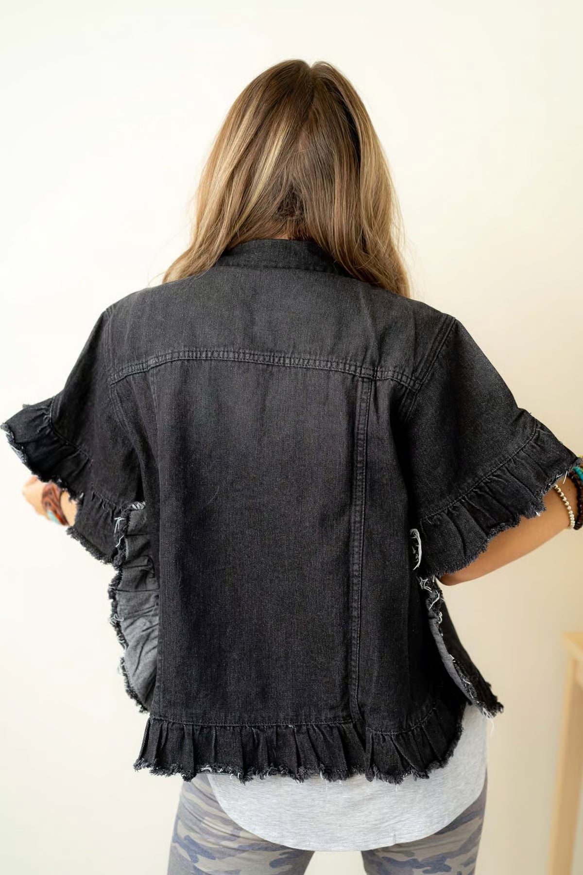 BIRD DENM RUFL HEM JKT